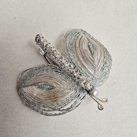 Jewelry - Vintage Silver and Gray Moth Brooch